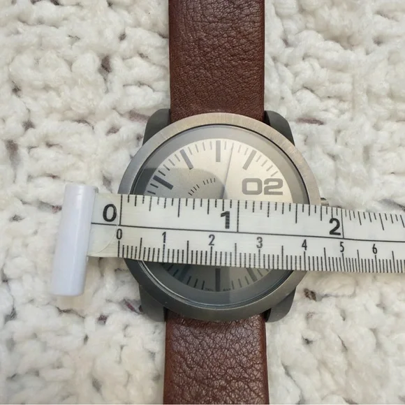 Diesel Oversized Grayed Out Black Dial with Brown Leather‎ Strap Watch Men’s